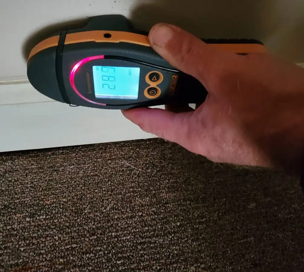 Moisture detection at baseboard during Burst Pipe Cleanup in Bagley